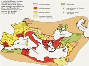 Una mappa dell'impero romano al temp di Augusto