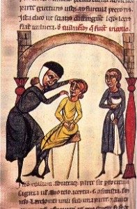 Miniatura rappresentante un medico medievale