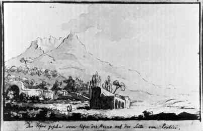 Il Vesuvio, disegno di Goethe