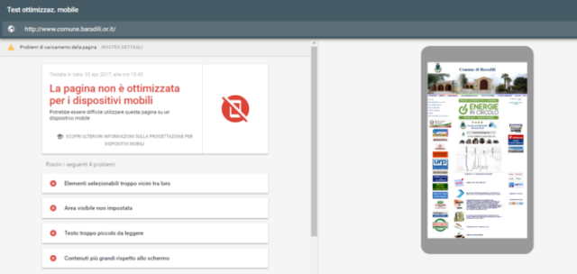 Test ottimizzazione mobile del sito di Baradili