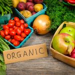 Fresh organic farmers market fruit and vegetable on display