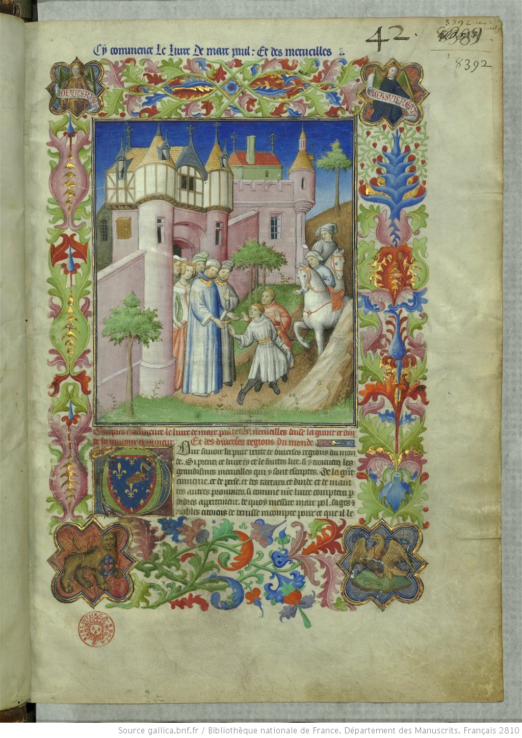 (Livre des merveilles), Il libro delle Meraviglie Il Milione, di Marco Polo. (Gallica, BNF).