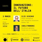 Innovazione: il futuro dell’Italia – Il 3 marzo a Cagliari, ore 18, talk con Elio Schiavo (Tim) e Carlo Mannoni (Fondazione di Sardegna)